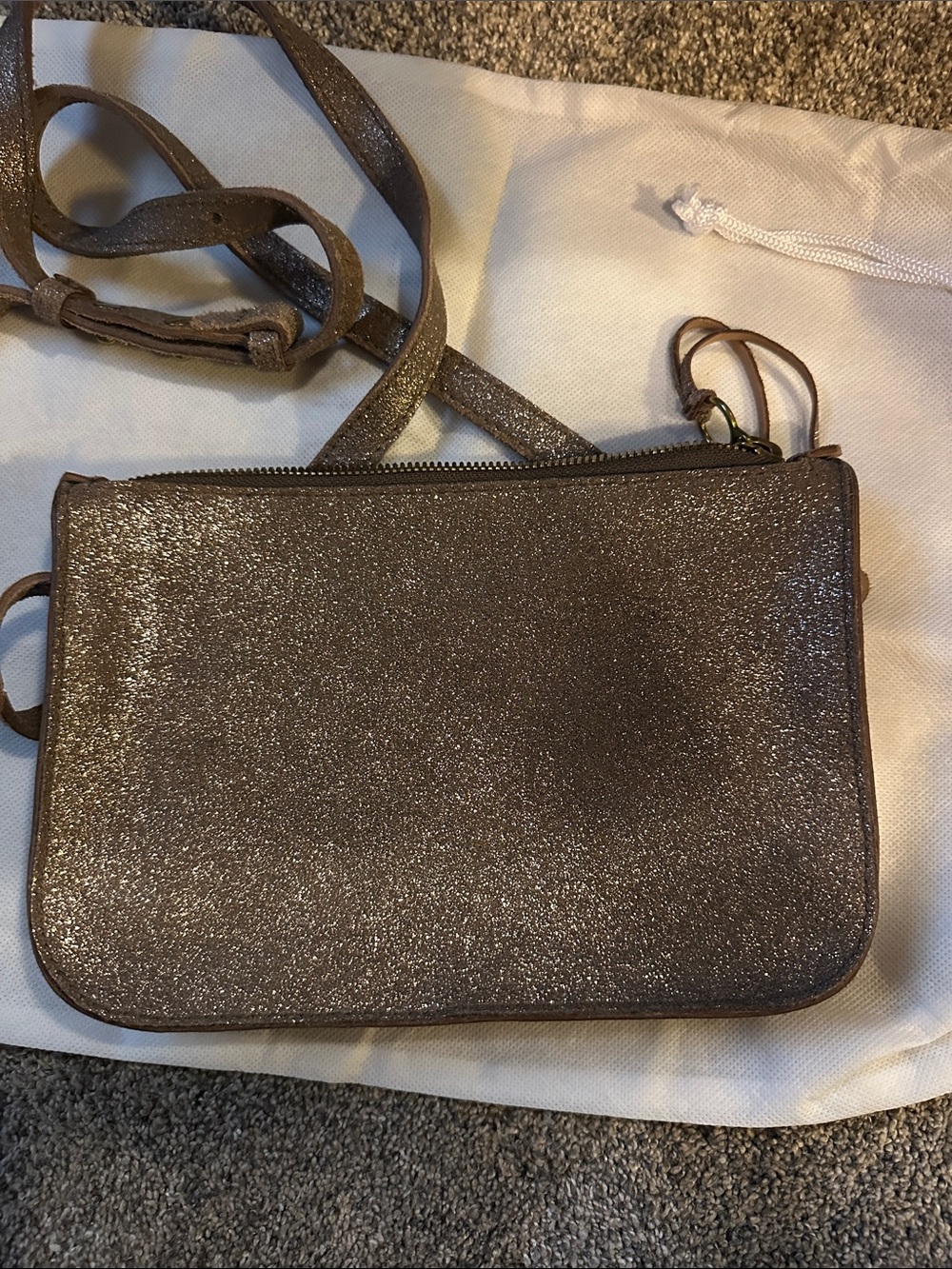Madewell Glitter Crossbody Bag in Shimmering Brown